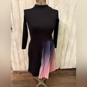 Chicwish Black Dress with Pink and Purple Pleats